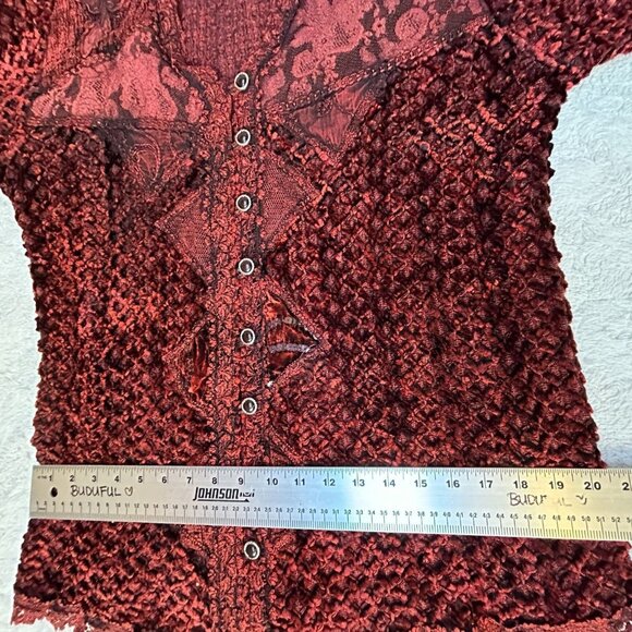Women's XL Rust Red Cardigan Sweater Textured Knitted Button Front Long Sleeve - Picture 7 of 8